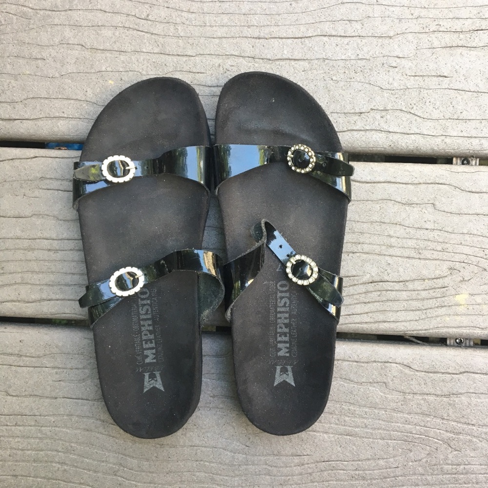 Mephisto genuine leather black sandals